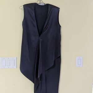 Baja East Asymmetrical Dark Grey Deep V Tunic size tag missing Loose Fit